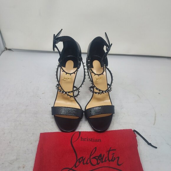 CHRISTIAN LOUBOUTIN Black Choca Strappy Sandal Heel Shoe - Picture 6 of 12